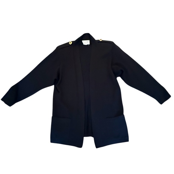 St John Vintage Black Open Front Cardigan with Gold Buttons Size Medium $1298 - Picture 1 of 11